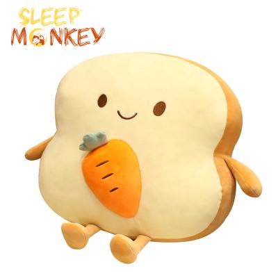 China Plush Custom Plush Fluffy Bread Pillow Stuffed Pillow Plush Food Toy Pillows for sale