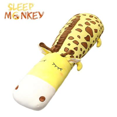 China Hotel Stuffed Soft Animal body pillow cartoon long animal shape Sleeping pillow plush long stuffed yellow body shape pillow Giraffe for sale