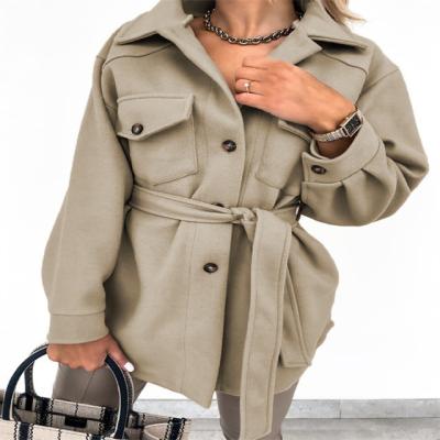 China New Style Anti-wrinkle Pure Color Ladies Woolen Jacket For Autumn And Winter With Casual Coat for sale