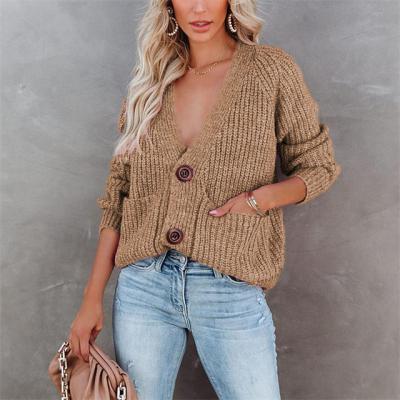 China Anti-wrinkle fashion girls knitwear custom two color custom design with embellished animal pattern knit casual loose cardigan sweater women for sale