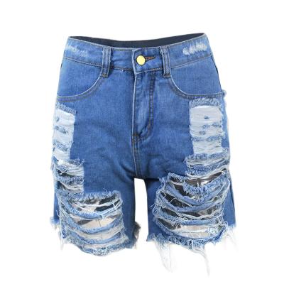 China 2021 Amazon ebay wish new style foreign trade button breathable hollow denim shorts hot sexy cut cut for sale