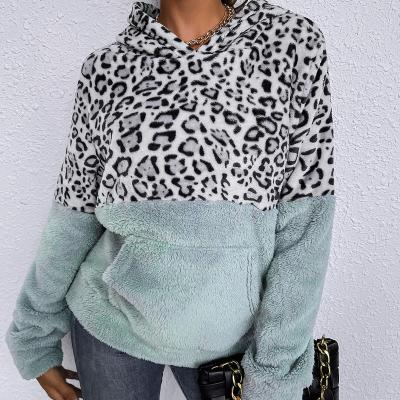 China 2021 Autumn Women's New Leopard Quilted Pullover Women's Hooded Knitted Sweater Anti-Shrink Long Sleeve for sale