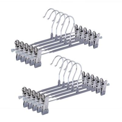 China Wholesale Creative Material Eco-friendly Design Pant Skirt Hangers With Indoor Non-slip Staples Metal Hangers for sale