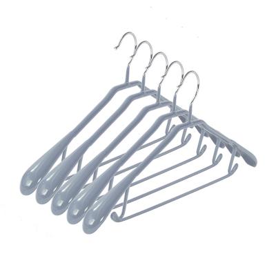 China Europe Factory Direct Gray Wide Shoulder Stand Hanger Plastic Coating Metal Hanger Wide Support for sale