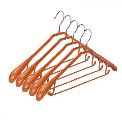 China Europe Japanese style single hanger non-slip metal dipped color dipped plastic seamless hanger for sale