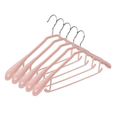 China Wholesale Europe curved metal luxury metal dipped plastic hangers non slip hangers in clothing stores for sale