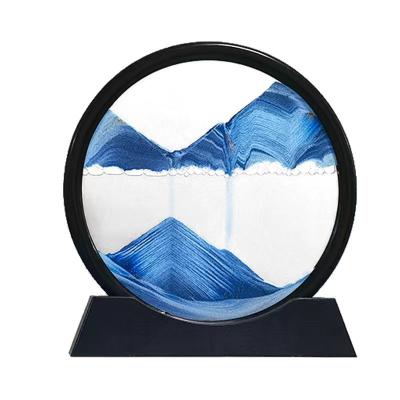 China Stylish Designer 7 Inch Sand Art Picture Round Glass 3D Deep Sea Sandscape Moving Sand Painting For Home Decor for sale