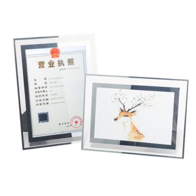 China Durable Crystal Picture Frame 6Inch Certificate Frame Honor A4 Photo Frame Wall Mounted Glass Certificate of Authorization Holder for sale