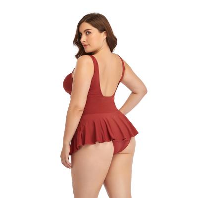 China Large Size Plus Size Swimsuit With Solid Color Skin-friendly Fabric For Women for sale