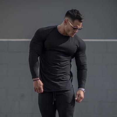 China Antibacterial Mens Long Sleeve Tights Sports Gym T-Shirt Fitness Shirt for sale