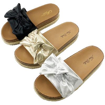 China Fashion Trend PVC Shoes For Ladies Servo Air Blow Slipper With PU Bowknot Upper for sale