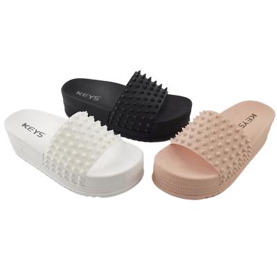 China NEW DESIGN FAKE RIVET PLATFORM PLASTIC SERVO CUSHIONING SLIDES HIGH GROW LADIES SHOES for sale