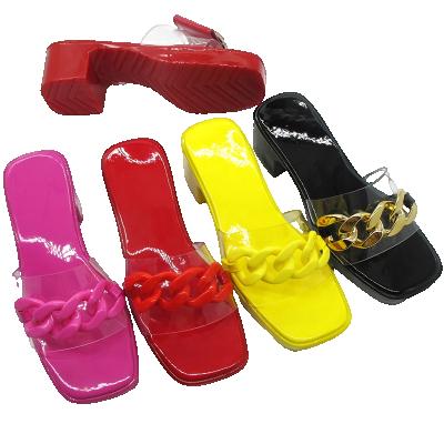 China Fashion Trend Women Shoes Jelly Slipper PVC High Heel Outdoor Slipper With Spool Chain for sale