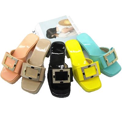 China Women Luxury Shoes Fashion Trend Sandals Jelly Slipper PVC High Heel Outdoor Slipper With Fashion Buckle for sale