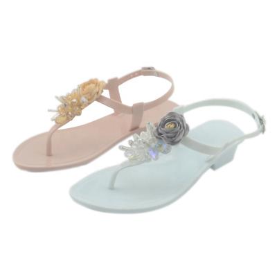 China Fashion trend LADIES ANTI-SLIPPERY STRAP PVC JELLY SANDALS DECORATED PLASTIC SHOES FOR WOMAN for sale