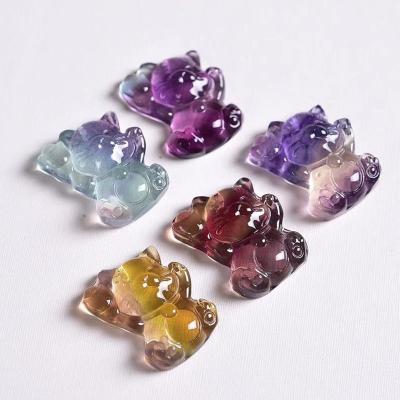 China China 2021 Hot Retail And Wholesale Popular Natural Fluorite Cat Pendants For Decoration for sale