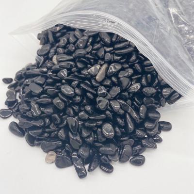 China China Wholesale Natural Black Obsidian Tumbled Chip Gravels Healing Crystal Stones For Home Decoration for sale