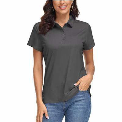 China Anti-Wrinkle Women's Polo Shirts 4 Buttons Work Casual Quick Dry Short Sleeve Collared Golf Shirt Sports Polo Tee for sale