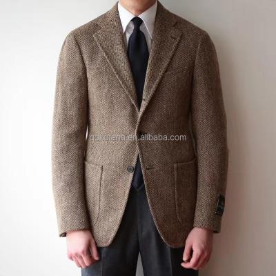 China Anti-wrinkle show products design new fashion zig-zag blazer no canvas for men's casual suits coat with patch pocket for sale