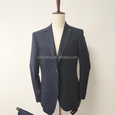 China Latest Anti-wrinkle Design Dark Navy Blue 2 Piece Check Formal Suits Set Mens Suits For Weddings for sale