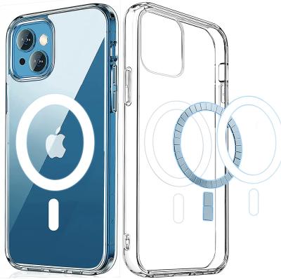 China Shockproof Magnetic Clear Phone Case For iPhone 13 Pro Max 12 Pro 2021 Transparent Shockproof Cover For Magnet Wireless Charging Safe Case for sale