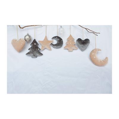 China Small Velvet Morden Star Christmas Tree Decorations Hanging Home Christmas Star for sale