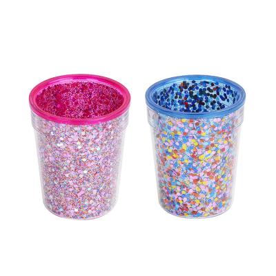 China 18 FL 0Z 532ml Disposable Double Wall Customized Plastic Drinkware Bottle Confetti Tumbler for sale