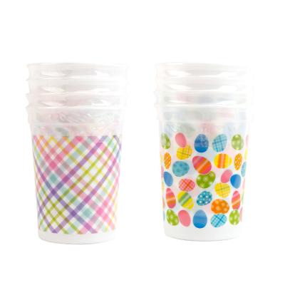 China Customized 13OZ 380ML Easter Pattern Party Drinks Cup Disposable Reusable Plastic Cups 4 Pcs for sale