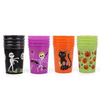 China Hot Sales 13 Ounce Disposable Halloween Party Custom Cups 4 Ct Plastic Coffee Cup With Full Color Printing for sale