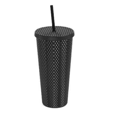 China Hot Sale 22 Ounce Disposable Graduation Diamond Tumbler Crystal Plastic Cups Drinking Bottle With Straw And Lid for sale