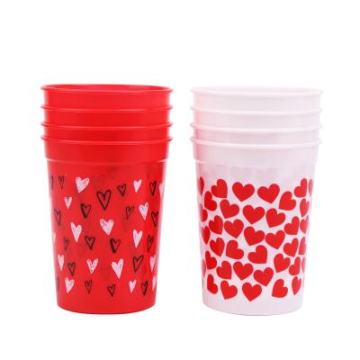 China 13OZ 380ML 4 PCs Disposable Reusable Valentine's Day Pattern Party Drinks Cup Customized Plastic Cups for sale