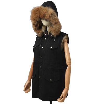 China Invest High Quality Women Vintage Fur Coat Jean Jackets Outdoor Warm Casual Vest New Style Women Soft Real Fur for sale