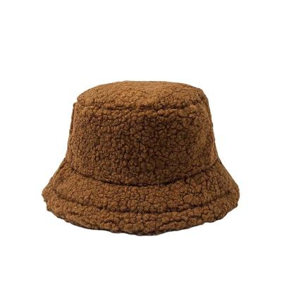 China Unisex Classic High Quality Bucket Hat Autumn Winter Warm Plush Fashionable Image Winter Joker Lamb Hat Fisherman Hats for sale