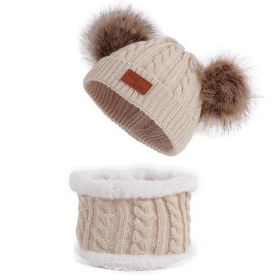 China Medium High Quality Cute Baby Winter Hats And Scarves For Cute Kids Winter Keep Warm Suite for sale