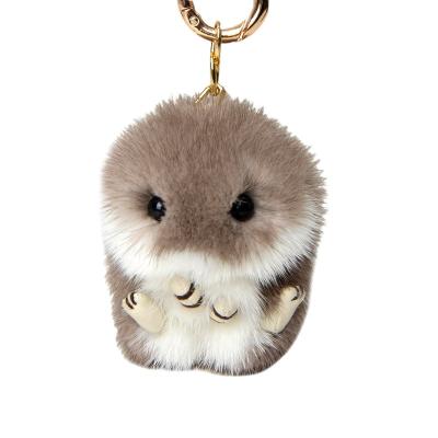 China Keychain Real Mink Fur Cute Hamster Shape Key Chain Lovely Soft High Quality Pendant Key Chain Children Gift for sale