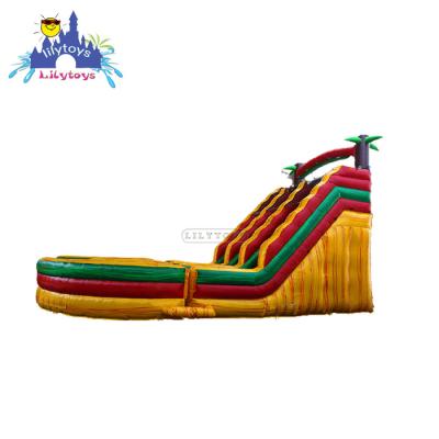 China 0.55-0.9mm PVC Tarpaulin Plato Inflatable Water Slide Lane Slide Dual 18ft High Inflatable Party Pool Slide for sale