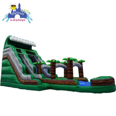 China 0.55-0.9mm PVC Tarpaulin Lane Water Slide Plato Double Slip N Slide With Pool Inflatable Water Slide For Sale for sale