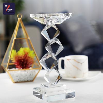 China Wholesale Clean Clear Christmas K9 Crystal Candle Holders Gift For Home Decoration Wedding Candlestick Holders for sale