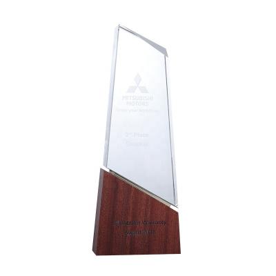 China Europe Fashion Handmade Crystal Trophy Award With Wooden Base for sale