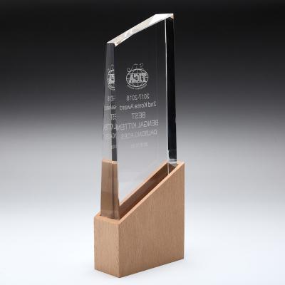 China High Quality Parallelogram Crystal Wooden Award Custom Made Transparent From Europe for sale