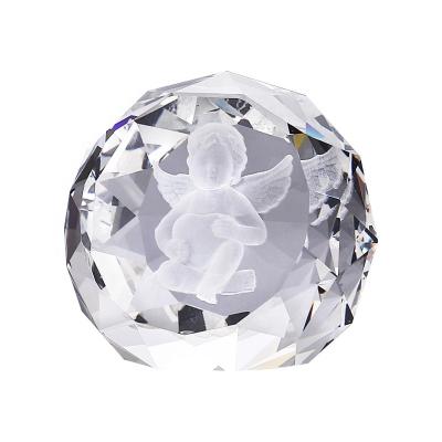 China Europe Fancy Diamond Faceted Crystal Ball Shape Engraving Sales Large Paper Weight for sale