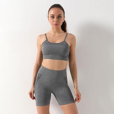 China Wholesale QUICK DRY fashion yoga gear for women workout seamless gym high waist 2 piece leggings with sports bra set for sale