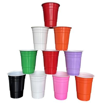 China Single Wall Promotional custom 12oz 16 oz 18oz Custom Stadium Cups Plastic Personalized Beer red colorful wedding party event cup for sale