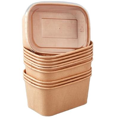 China Greaseproof Restaurant Food Grade Takeout Delivery Packaging Biodegradable Disposable Kraft Paper Take Away rectangle Lunch Box bowl for sale