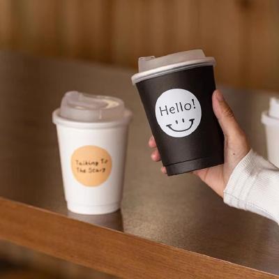 China Disposable Custom disposable compostable takeaway hot paper coffee cups custom logo big kraft paper cup double wall paper cup for sale