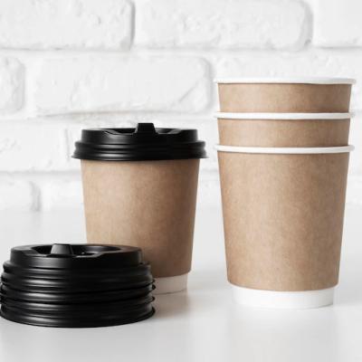 China Disposable Wholesale disposable take away Biodegradable hot drink  insulated customized double wall paper cup for coffee with lid for sale