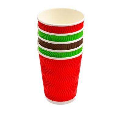 China Recyclable Disposable custom printed 8oz 12oz 16oz craft paper beverage take away recyclable ripple corrugated hot drink paper coffee cup for sale