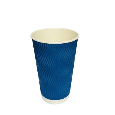 China Recyclable paper coffee cups with Lids ripple wall cup logo printed disposable 8oz 12oz 16oz kraft paper beverage cup for sale