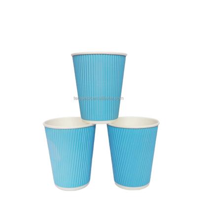 China Recyclable Wholesale thickened disposable commercial and household hot coffee paper cups customized advertising cups with ripple paper for sale