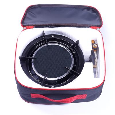 China Hotel Hongsheng 7500W Fire Seven Hole Camping Gas Stove Folding Outdoor Camping Stove With Non-slip Support Pad for sale